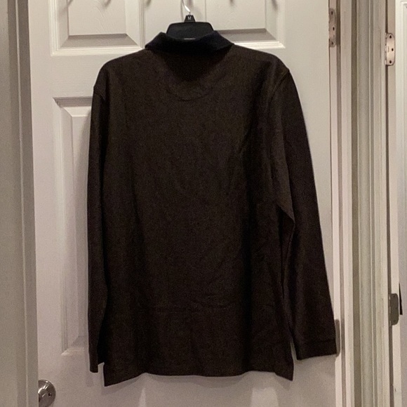Black and Brown Mens Long Sleeve Polo Shirt - Picture 4 of 4